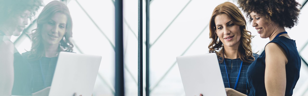 Woman looking at laptop screen